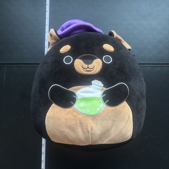Halloween Themed Medium Sized Rottweiler Dog With Witch Hat/ Potion Squishmallow - Picture 2 of 3